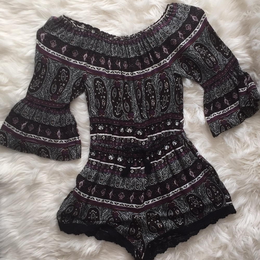 ✨boho off the shoulder romper